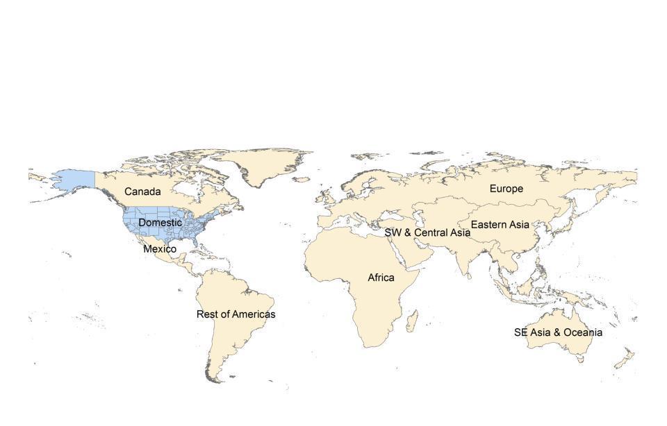 International Geography Model uses the 8 international FAF zones (801-808)