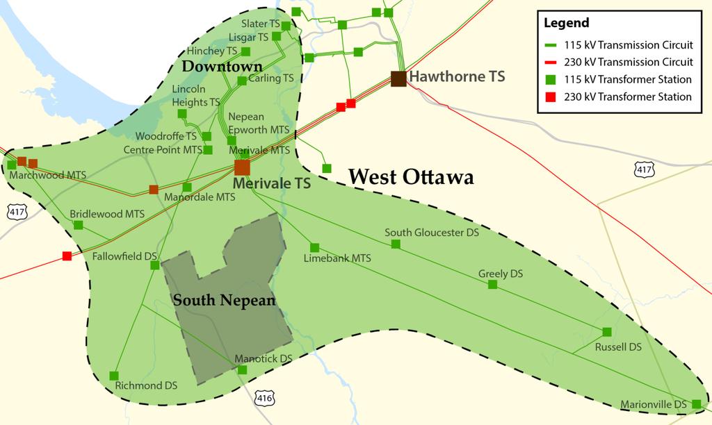 Recap of Supply & Demand in West Ottawa West Ottawa refers to the area supplied by the 115 kv system