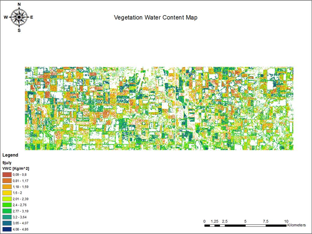 SVR VWC Vegetation Water Content retrieval Results 9 July 2002 Input: NDWI LHH LVV LHH bare-soil LVV bare-soil SMEX 02