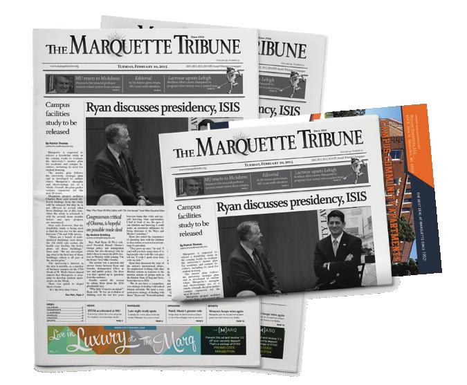 university building. Newspaper Stands: FRONT PAGE Specifically designed for the Page One reader, this full-color advertisement provides a premium display location with a first-view priority.