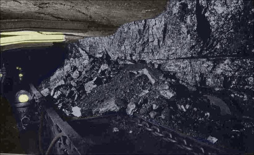 A coal seam exposed by mining