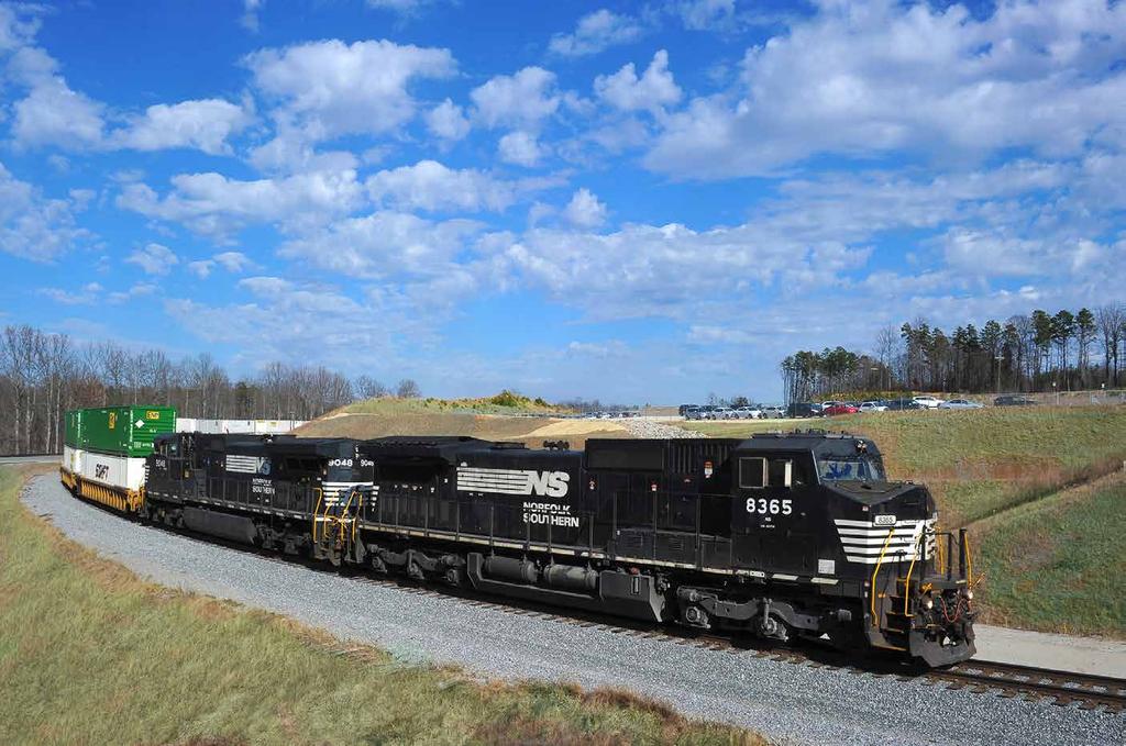 n NS intermodal group has been making strategic inroads in short-haul markets, including runs between Charleston, S.C., Savannah, Ga., and Charlotte, N.C. Pictured is an intermodal train arriving at NS new regional intermodal facility in Charlotte.