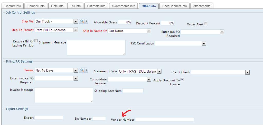 Feature List as of 6/26/13 Page 17 of 54 In the Accounts Receivable module, you can now enter a vendor number on the Customer record to represent