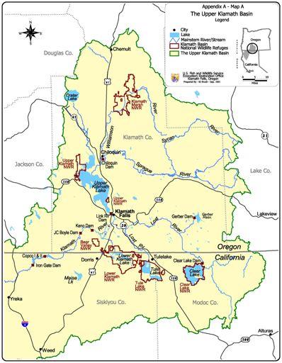 Upper Klamath Basin map showing Lower Klamath and Tule Lake
