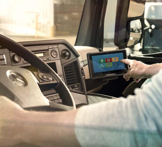 This end device is used to transfer technical data for each vehicle with a vehicle interface. The DispoPilot.guide is a mobile, robust driver tablet for FleetBoard Logistics Management or Messaging.