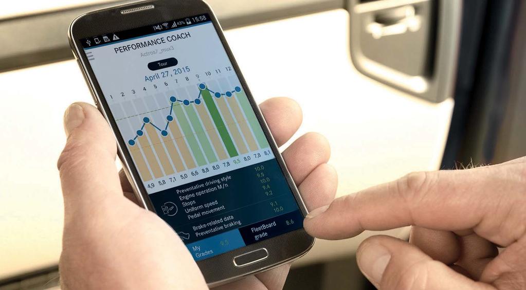 With FleetBoard Performance Analysis, you can clearly track how the driving style affects the vehicle consumption.