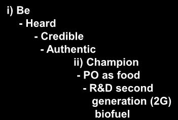 silent - Not an asset i) Be - Heard - Credible - Authentic ii) Champion - PO as food -