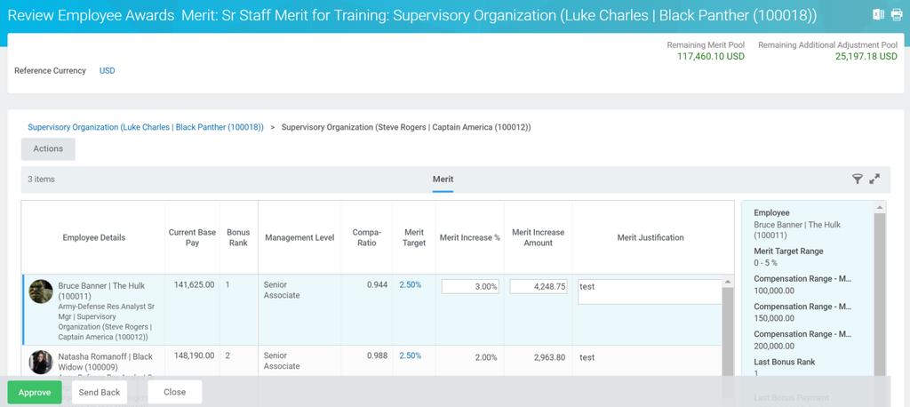 2. Scroll down in the Inbox Action to the % of Pool Summary table to find the supervisory organizations awaiting approval NOTE: Under the Ready for Approval column, if the supervisory organization