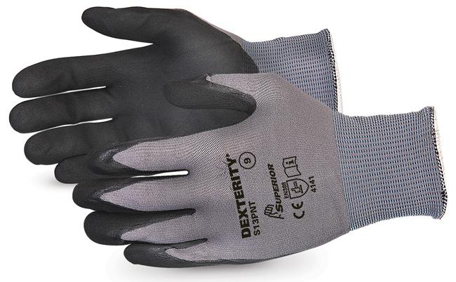 DEXTERITY BLACK WIDOW GRIP HIGH ABRASION GLOVE Dexterity Widow Grip High Abrasion Glove SUS13PNT 07-11 SUS13PNT Micropore technology provides spider-like grip in wet/oily conditions Nitrile coating