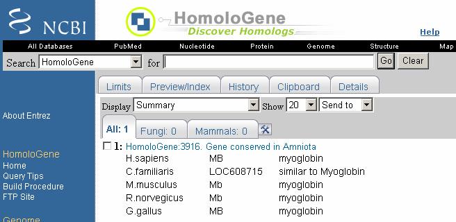 HomoloGene provides access to RefSeq identifiers of a protein family, and offers links