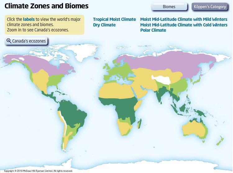 Climate Zones and Biomes Click the Start button to review the