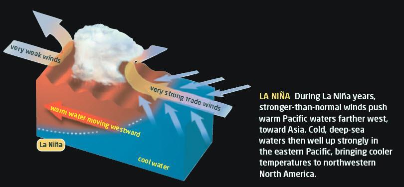 La Niña (Page 318) Water in the eastern