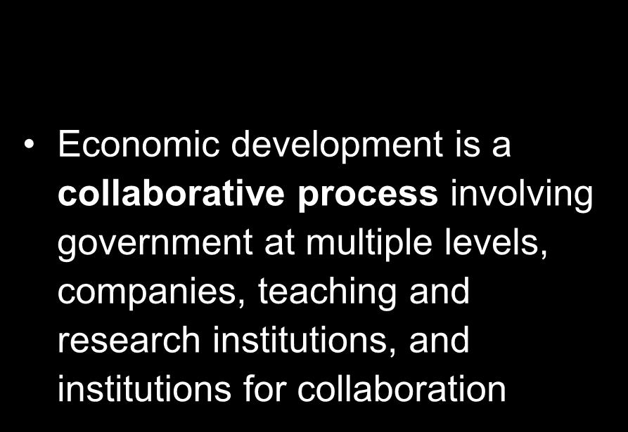collaborative process involving government at multiple levels, companies, teaching and