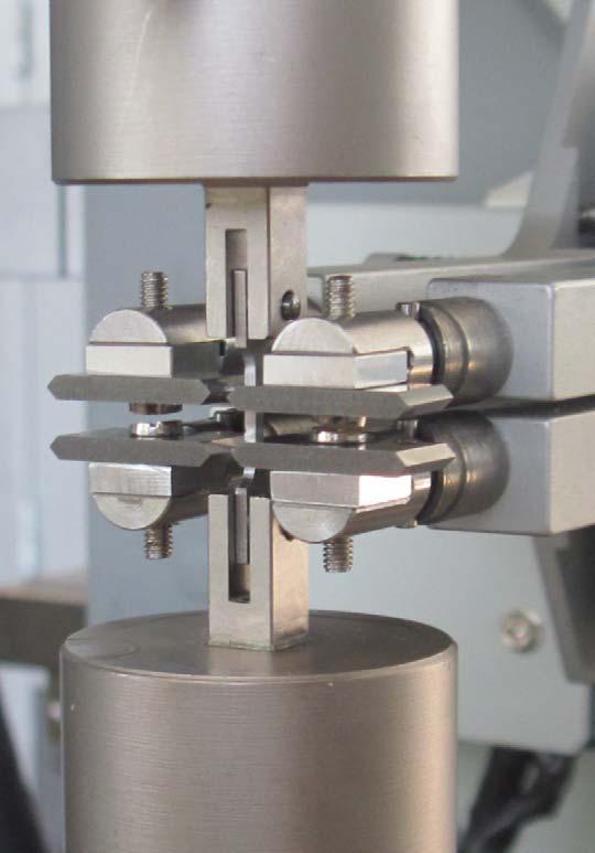 Modification of the extensometer Extensometer class 0.5 By using standard edges smallest possible gauge length 10 mm Reduction of the gauge length to 5 mm: Spacer, t = 2.