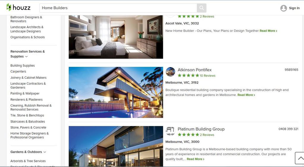 SM - Houzz Free listing is fine to start Images are king Client reviews are also king Q&A get close to the