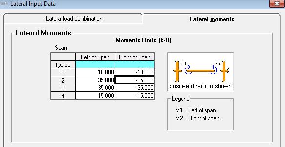 Chapter 5 STRUCTURAL MODELING 5.3.2 Specify Lateral Loads ADAP- PT/RC allows you to specify lateral loads (wind or earthquake loads) as unbalanced concentrated moments acting at the face of supports.