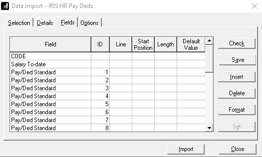 Click No to the Do you want to copy current structure? message 3. Give the import a description of IRIS HR Pay Deds 4.