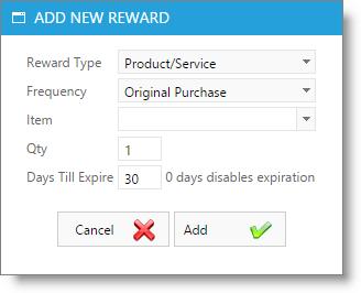 After selecting the item that you would like to reward, choose the Frequency drop-down arrow to choose how often they will receive this reward.