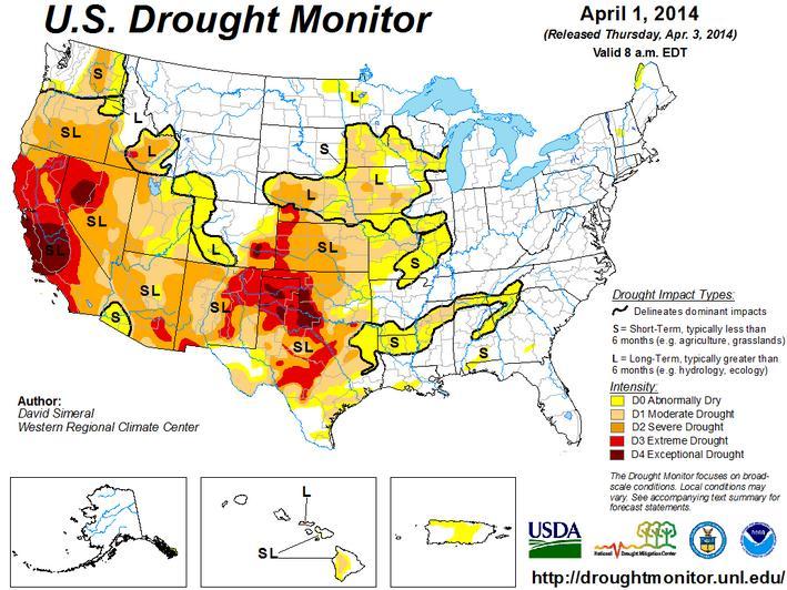 Drought Drought conditions confined primarily to the Central and Western
