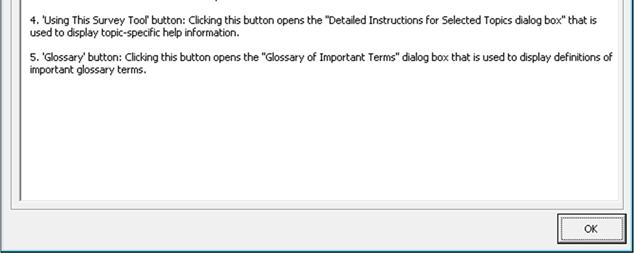 Figure 3-2. Example of the Detailed Instructions for Selected Topics dialog box. Glossary button Click this button to open the Glossary of Important Terms dialog box shown in figure 3-3.