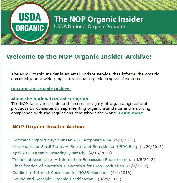 usda.gov/nop Organic Insider