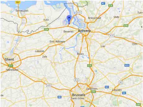 Figure 3-5 Map showing the location for the filling station in Antwerp, Belgium The filling station is a LNG and an L-CNG station, offering both LNG and CNG.