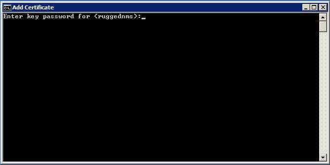 Chapter 2 Installation Figure 8: Command Line Window Password Prompt 13. At the prompt, type your Keystore password. The password must be at least six characters long.