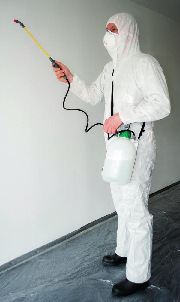 ASBESTOS KEEP DUST DOWN Wetting materials with a low-pressure water spray before you start a job, and as you work, will reduce the amount of dust created. Avoid wetting electrics.