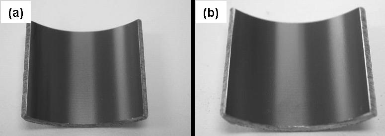 Figure 7 : DLC coatings on SS304 substrate after exposure to (a) 15% HCL and (b) 10% NaCl at 70 C [7] Photograph (a) is the HCL exposed sample and (b) is the NaCl exposed sample.