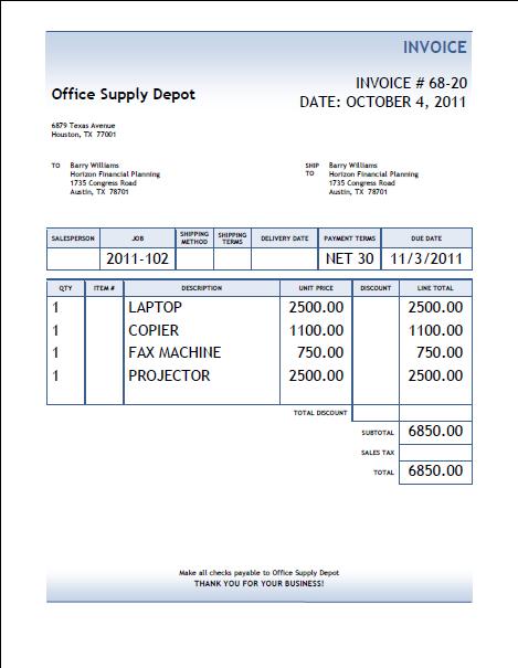 Transaction Detail Our Order for Office Equipment came in with the
