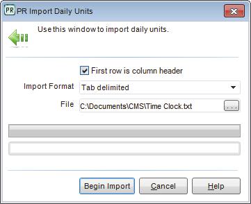 Working with Daily Units If you use a time clock, you will need to import employee units into Denali to include them in your payroll.