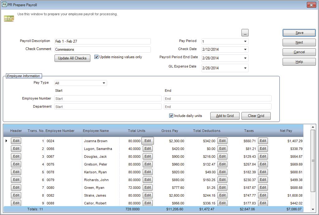 Figure 45: PR Prepare Payroll window 3 Enter a description and a comment, and change any dates if necessary.