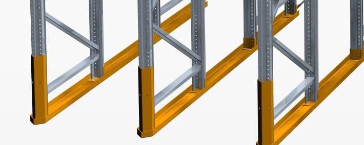 The Colby Drive-In Rack System Rigid Floor Channels Lead in nose & rigid channel design help guide the forklift into lane ensuring quick and easy alignment with pallet Assists in safer handling and