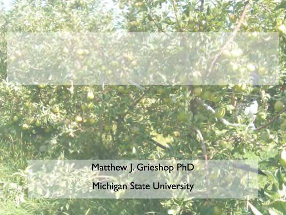 Organic Fruit Pest Management Matthew J. Grieshop PhD Michigan State University The first question.