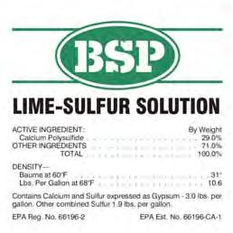 products are micronized May provide better control at lower rates Lime Sulfur Liquid formulation 1.