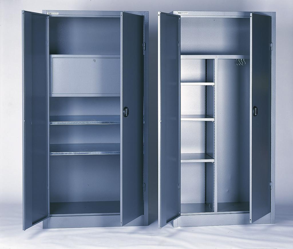 Cabinets In addition to different shelf and container combinations, Schaefer cabinets can be outfitted as lockers or wardrobes.