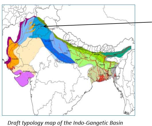 Regional setting Highly abstracted unconsolidated layered alluvial aquifer system Draft typology map of the Indo-Gangetic Basin Criteria: Multi-layered, extensive, thick unconsolidated alluvium