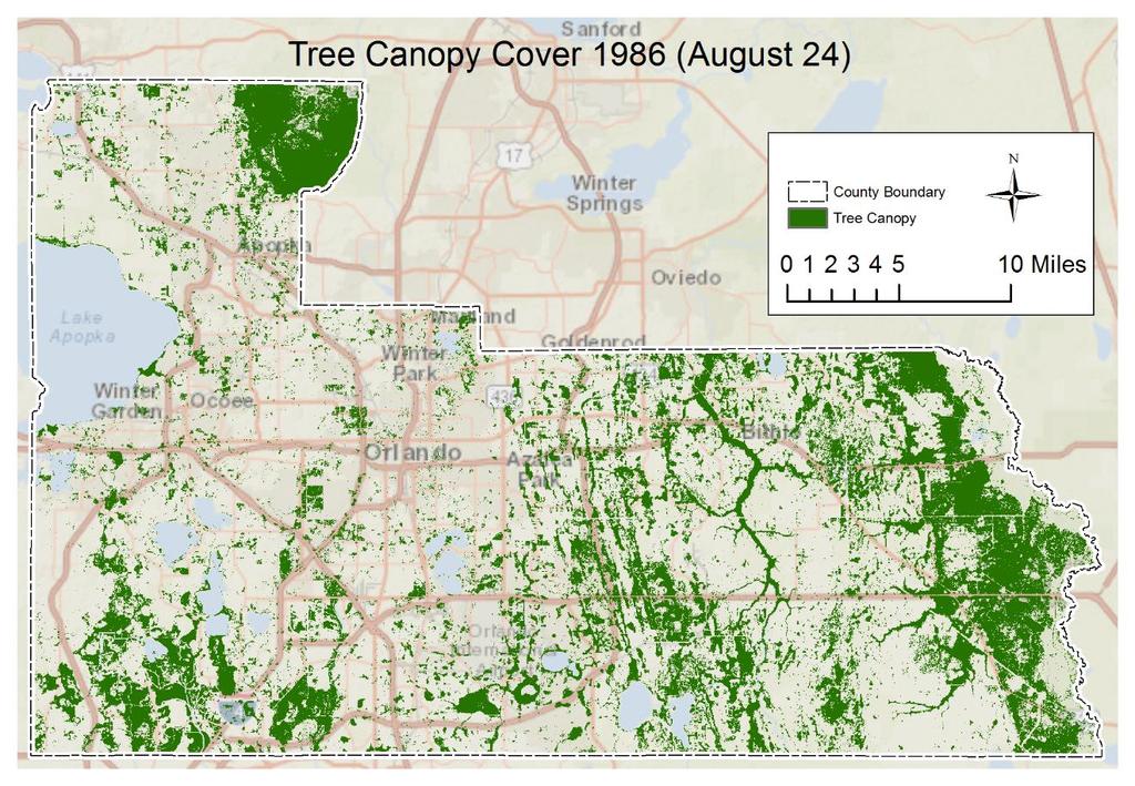 Figure 8. Tree canopy cover for August 24, 1986.