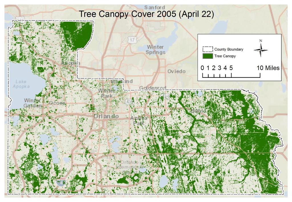 Figure 10. Tree canopy cover for April 22, 2005.