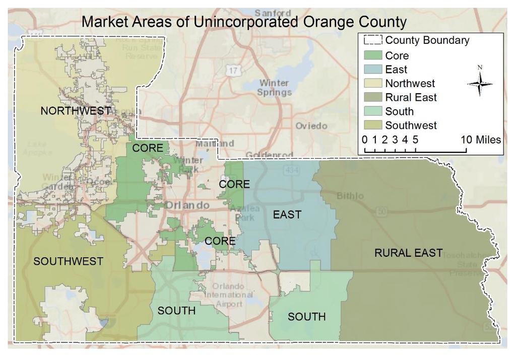 Figure 2 Six Market Areas of Unincorporated Orange County. Figure 3 Urban and Rural Service Areas of Unincorporated Orange County.