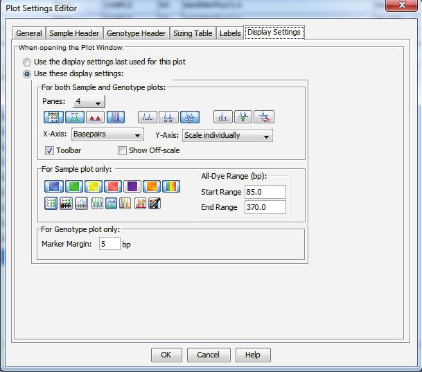 To set up a plot setting to visualize the alleles detected, create a new