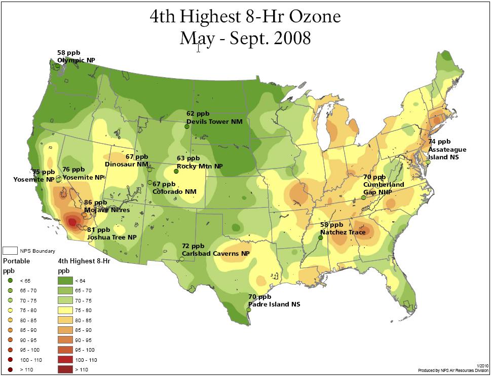 POMS Ozone Compared To Interpolation Estimates 3 POMS Colored dots are POMS