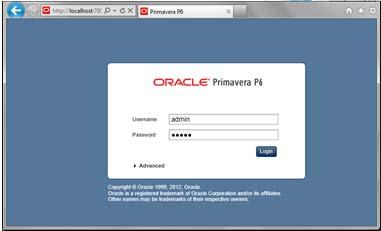 3.2 - Logging In The Administrator will provide you with: A web Address to access the Primavera Web Access software Login screen, which may be different to the one below, A Username and a Password,
