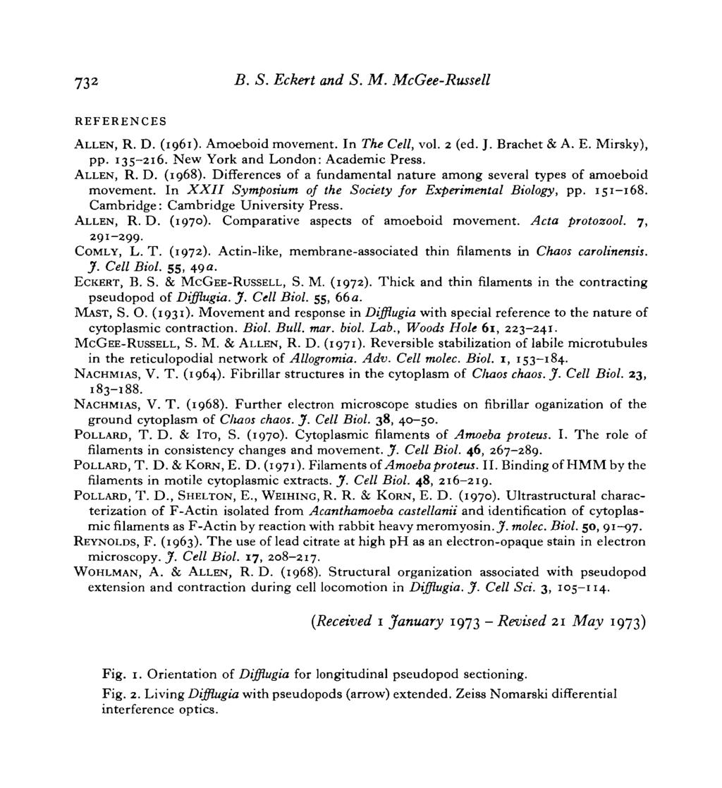 732 B. S. Eckert and S. M. McGee-Russell REFERENCES ALLEN, R. D. (1961). Amoeboid movement. In The Cell, vol. 2 (ed. J. Brachet & A. E. Mirsky), PP- 135-216. New York and London: Academic Press.