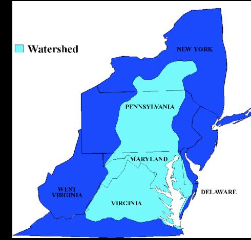 The Chesapeake Bay Watershed The Chesapeake Bay watershed includes the Susquehanna River system and the Potomac among other smaller rivers and tributaries.