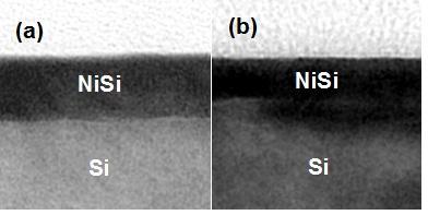 (b) NiPt(5%) Figure 6 NiPt(10 atom%) splits show better Rs distribution on 28nm structure wafers NiPt(10 atom%) showed thicker NiSi and sharper