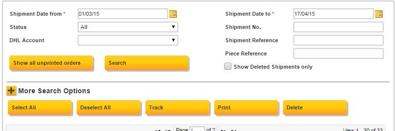 SHIPMENT LIST OVERVIEW Select Shipment List Overview to
