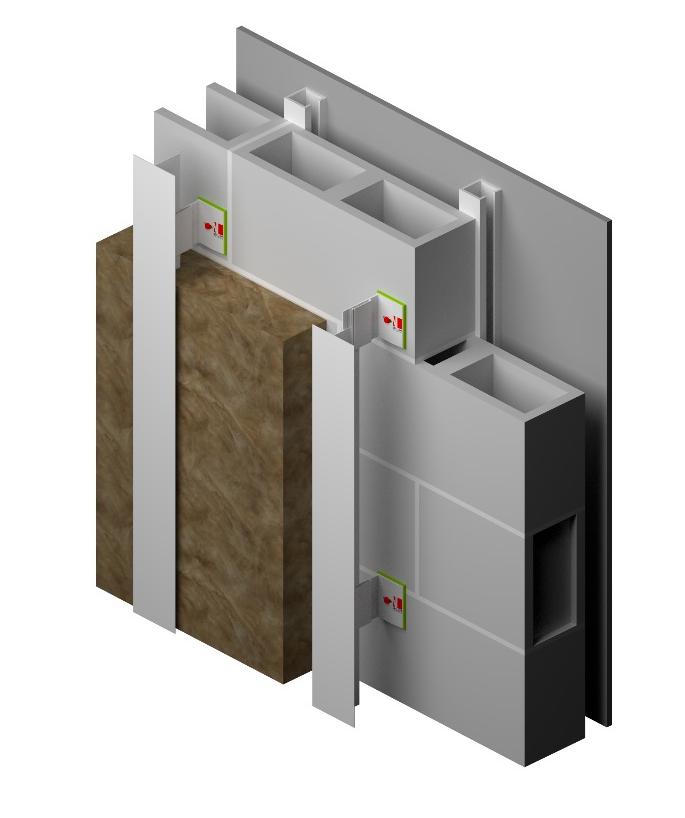 A5 NV1 Clip System Exterior nsulated Concrete Block Wall Assembly with Vertical Subgirts Clip Detail ID Component Thickness Inches (mm) Conductivity Btu in / ft2 hr F (W/m K) Nominal Resistance hr