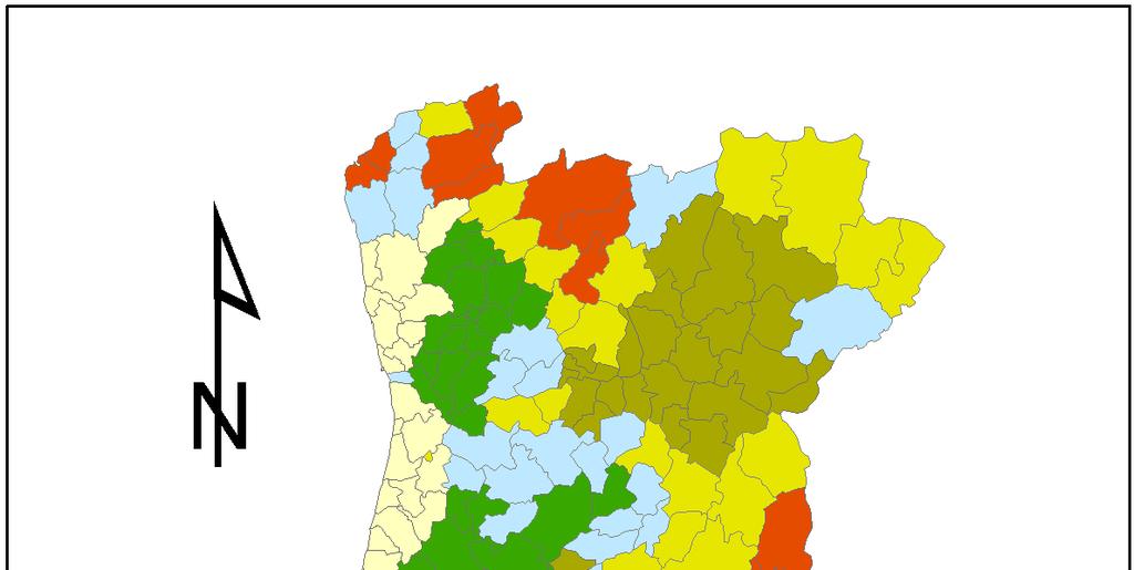 agricultural lands. This fact is related with the clarification of concepts in statistics. Group 4- Municipalities with an orientation or specialization in woodland.