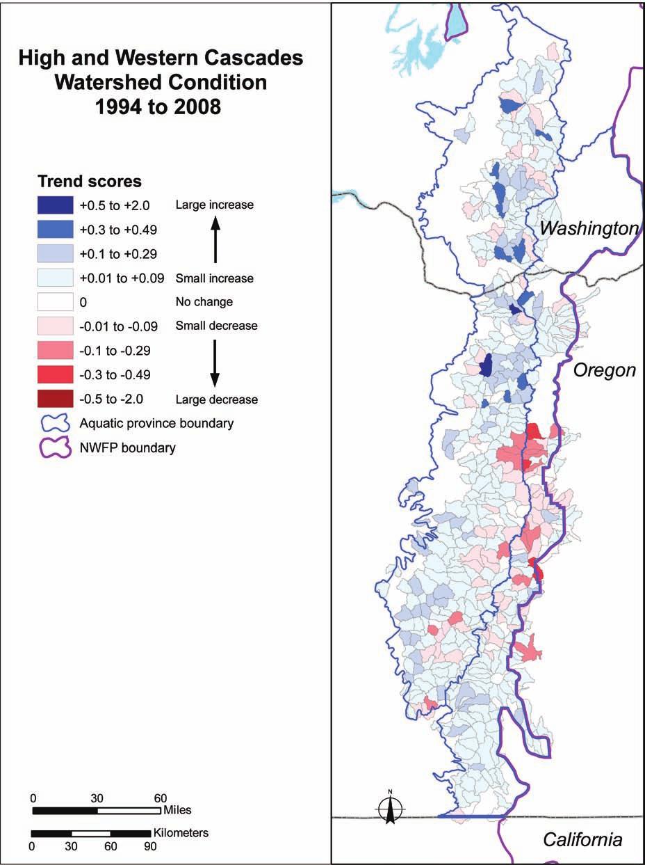 GENERAL TECHNICAL REPORT PNW-GTR-856 Figure 56 Watershed condition trend scores (1994 to